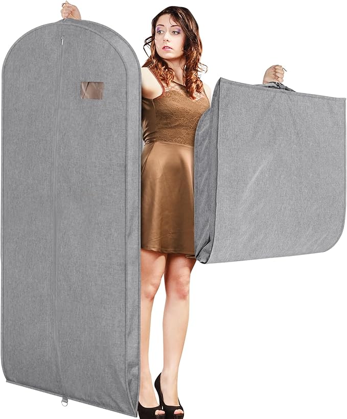 Univivi Garment Bags for Hanging Clothes, 60 Inch Suit Cover Bags for Closet Storage, Hanging Clothes Bag with Zipper and Eye-Hole for Suits, Coats, Jackets, Shirts, 1 Pack - Gray