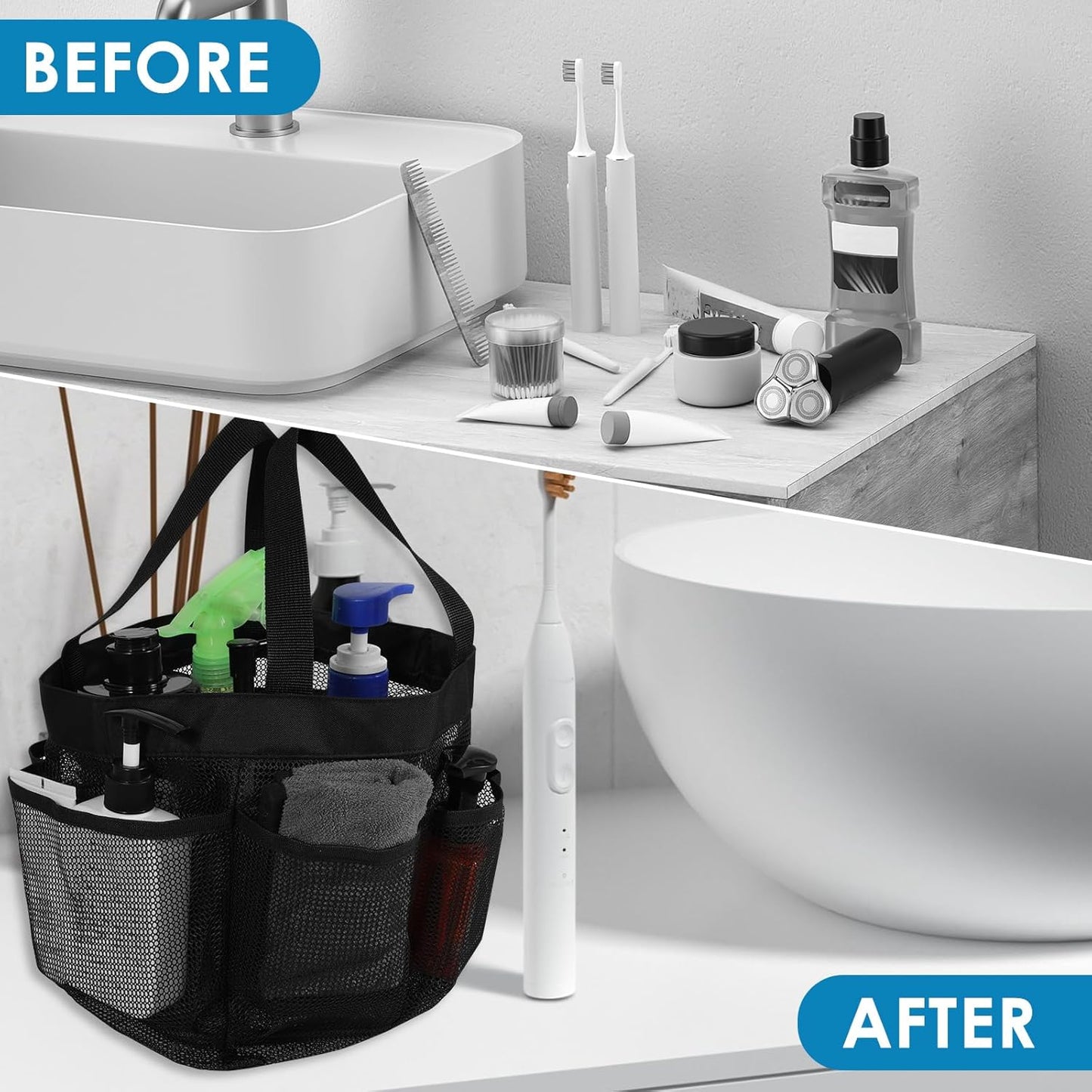 3 Pcs Mesh Shower Caddy Tote Bag Large Capacity Basket with 9 Storage Pocket Portable Hanging Toiletry Caddy Bag Breathable Toiletry Caddy Organizer for Bathroom College Dorm Gym Camping Travel