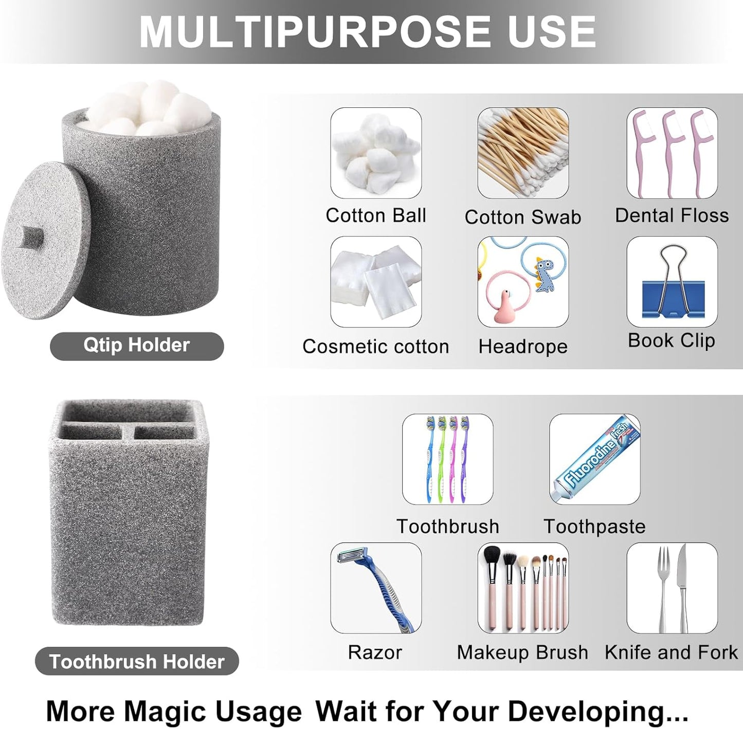 21 Pcs Bathroom Accessory Set with Waterproof Shower Curtain and Non Slip Mat,Resin Bath Set with Toothbrush Holder and Lotion Soap Dispenser,Bathroom Countertop Organizer Set for Home Apartment