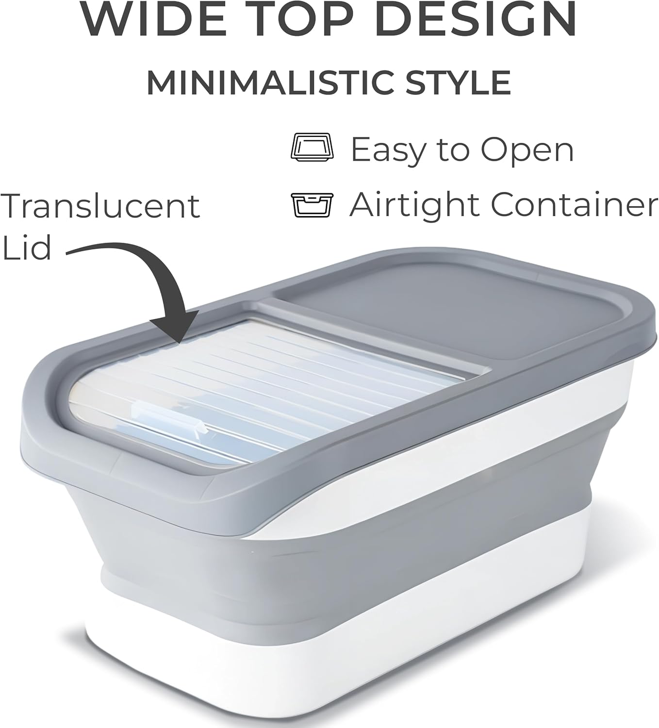 Skywin Grey Modern Expandable Laundry Pod Container, 16.2 x 9.8 x 7.9 In, Holds 11 Pounds OR 120-150 Pods