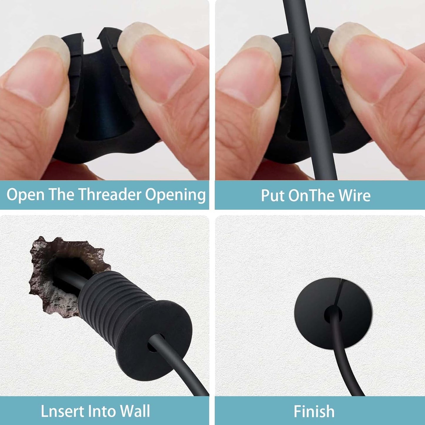 10 PCS Starlink Cable Routing Kit for 1 Inch Wall Hole Perforated Silicone Grommet Cable Punch Grommet Starlink Wall Grommet Wall Grommet for Starlink Ethernet Cable (Grommet Black-10)