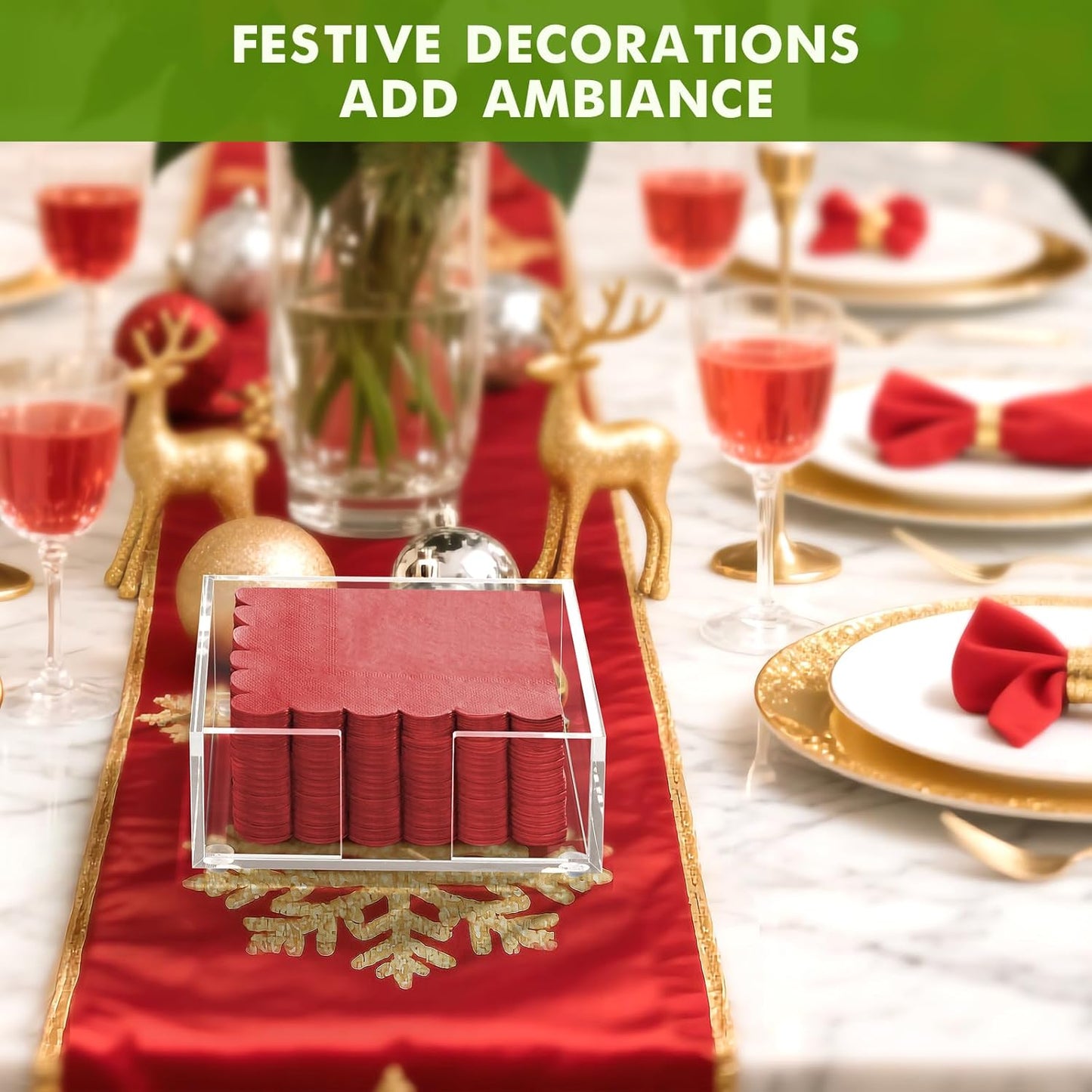 Acrylic Cocktail Napkin Holder for Table, for 5 x 5 Inches Napkin, Modern Flat Napkin Holders for Kitchen, Clear Waterproof Napkins Holder for Dinner, Home, Bar