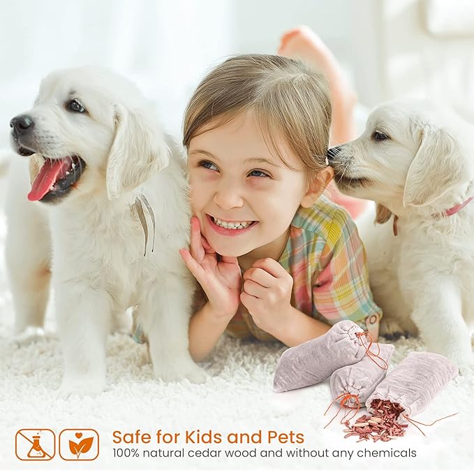 Homode Cedar Blocks for Clothes Storage, Cedar sachets for Drawers and Closets Fresh Scent, Aromatic Ceder Wood Chips Hanging Rings, Scented Clothing Bag Fresheners, 30 Pack