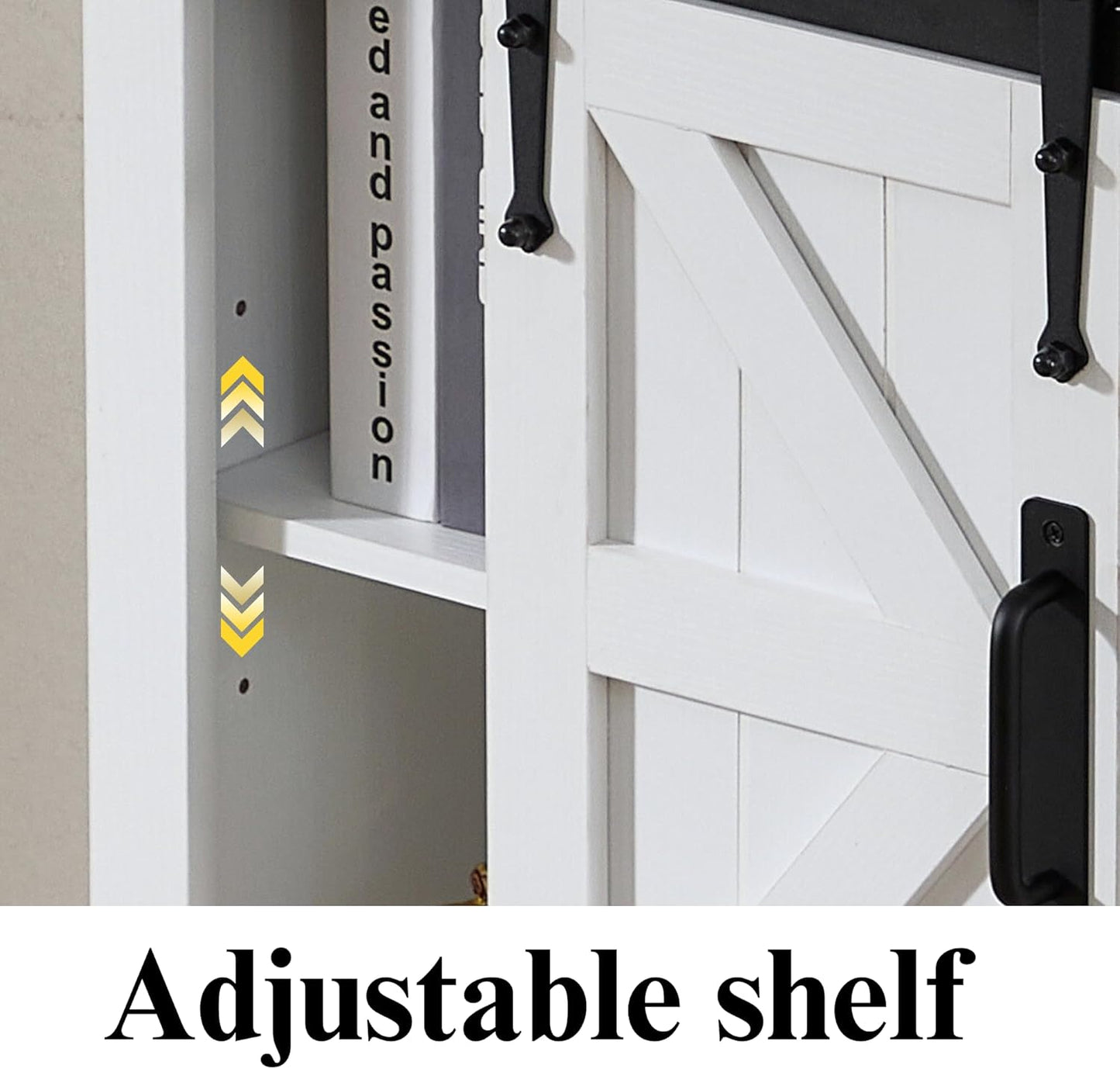 28" Wall Cabinet, Wooden Medicine Cabinet Adjustable Shelves, Over Toilet Storage Cabinet with Sliding Barn Door for Bathroom/Kitchen/Laundry, Black with White