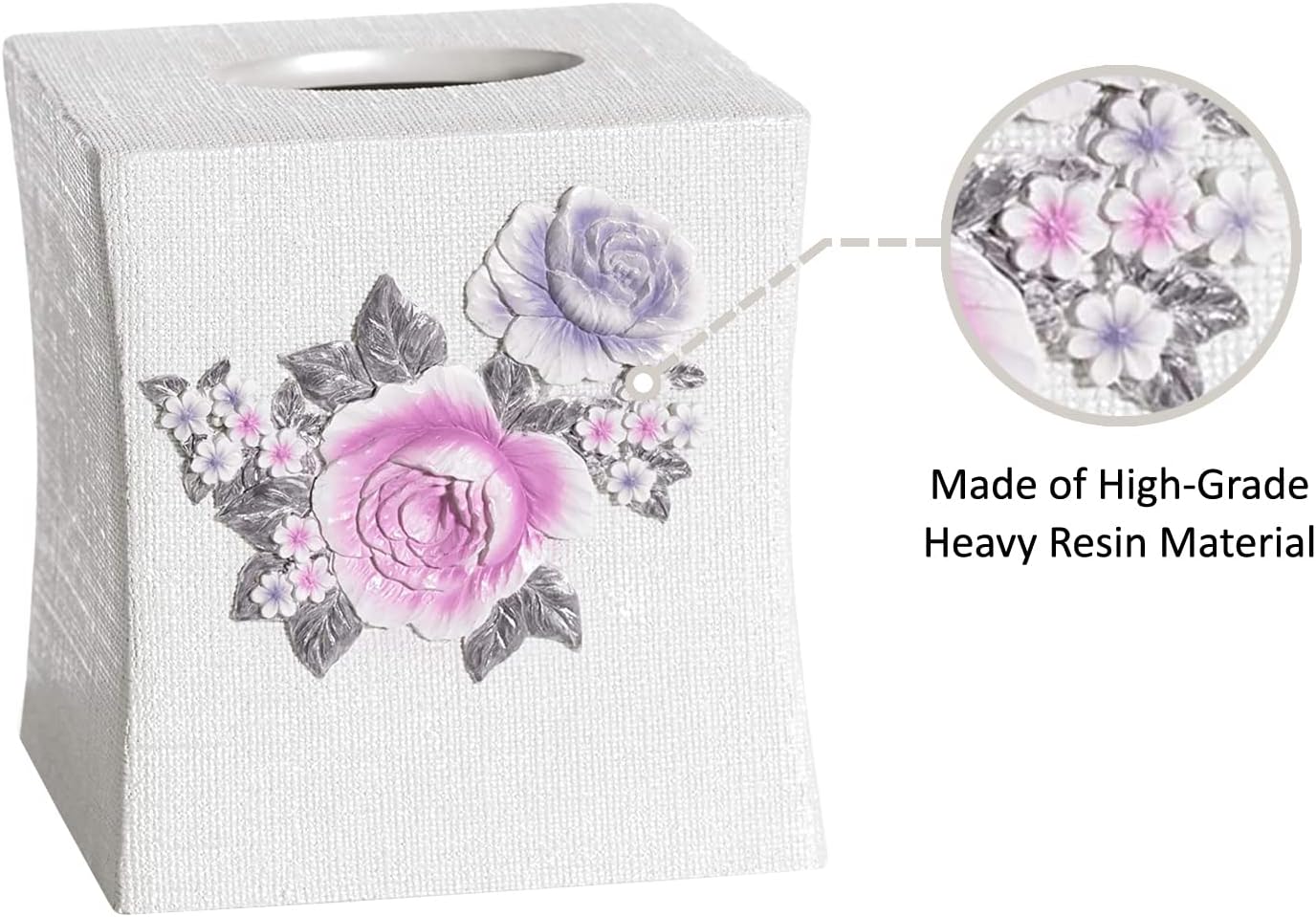 Zahari Home 2pc Michelle Bathroom Set Waste Basket & Tissue Cover Modern Classic Decor Stylish Unique Design Beautiful Floral Bathroom Accessories Set