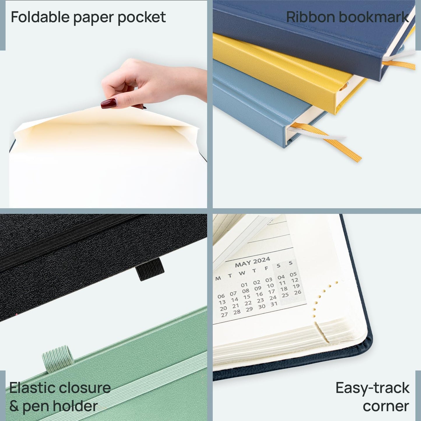 POPRUN 2026 Daily Planner One Page Per Day A5 Size Calendar (5.75" x 8.5") - 12 Months Hourly Appointment Book with Hardcover, Pocket, Pen Holder - Burgundy