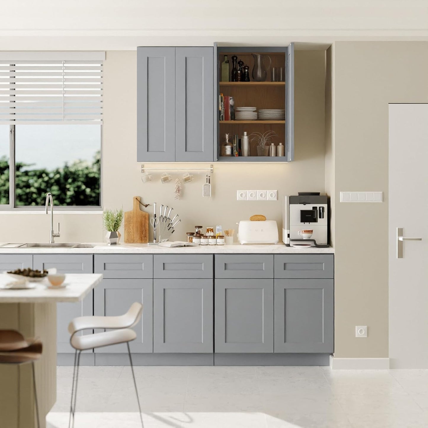 24 Inch Medicine Cabinet Wall Mounted, Solid Wood Over The Toilet Storage Cabinet, Bathroom Organizer Cabinets with 2 Door & Shelves, Easy to Assemble for Laundry Room, Kitchen, Garage - Dark Gray