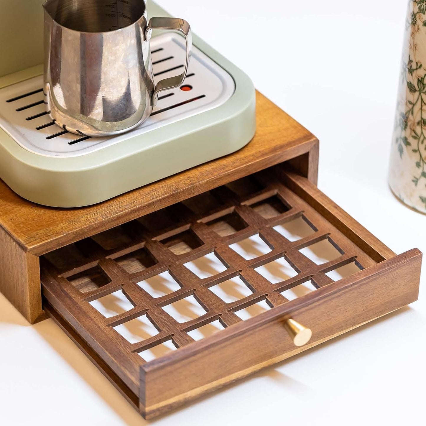 Acacia Wood Coffee Pod Drawers Compatible with Nespresso Original Line, Pods Holder, Organizer, Storage, Container, Tray, Capsule Cup Holder for Countertop, Porta Capsulas De Cafe, 40 Pods Capacity