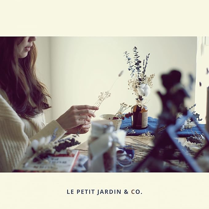 Reed Diffusers - Oil Sticks Diffuser Set with Real Dried Flowers - Reed Diffusers for Home, Bathroom & Office | Air Freshener Fragrance Sticks for Shelf Decor & Gifts by Le Petit Jardin & Co.