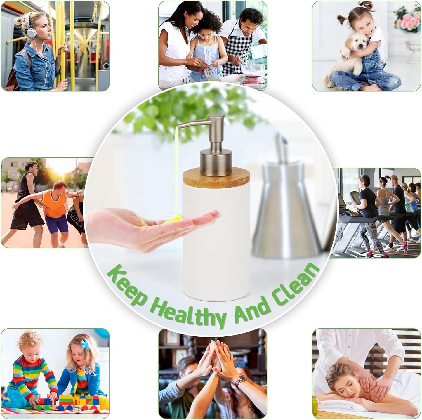 Ceramic Soap Dispenser Hand Soap Dispenser Refillable Liquid Great for Kitchen and Bathroom Decorative 2 Pack (White)