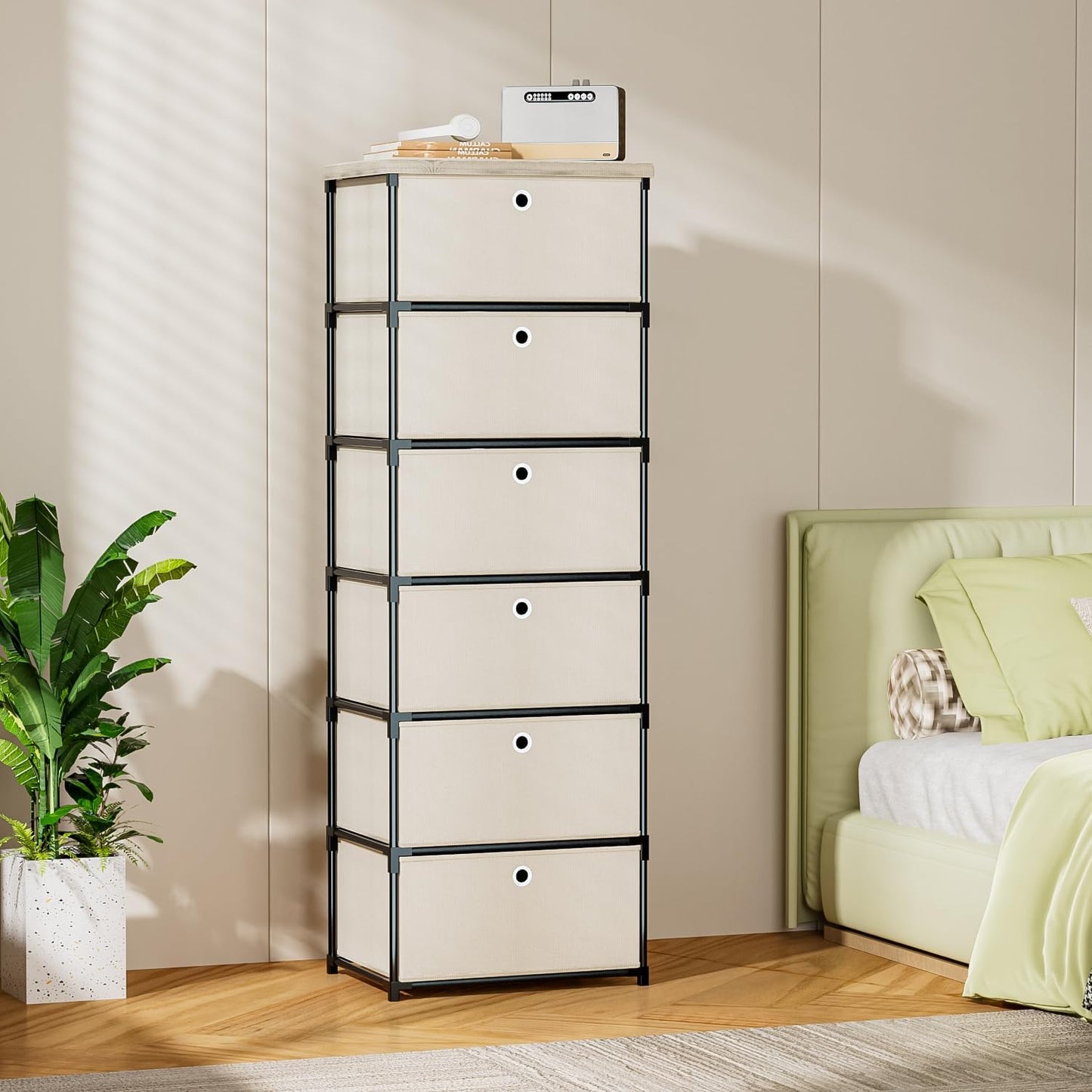 Fabric Storage Drawers Dresser and Chest of Drawers, Small Dresser with Drawers Unit, Sturdy Fabric Storage Bin Organizer for Closet