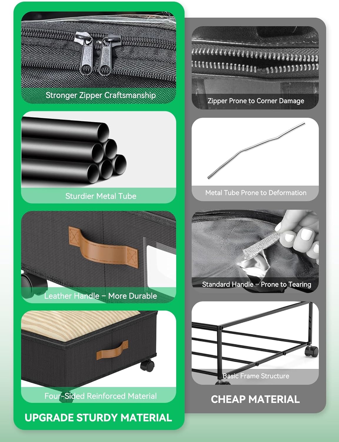 Under Bed Storage with Underwear Organizer Dividers, Scalable Under Bed Storage Containers with Wheels and Lids, 2Pack Underbed Storage Organizer Rolling Bins for Shoes Clothes