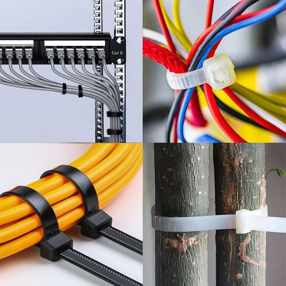 200 Pack Black Zip Ties Assorted Sizes 6+8+12 Inch Heavy Duty Cable Ties - Variety Pack Wire Ties