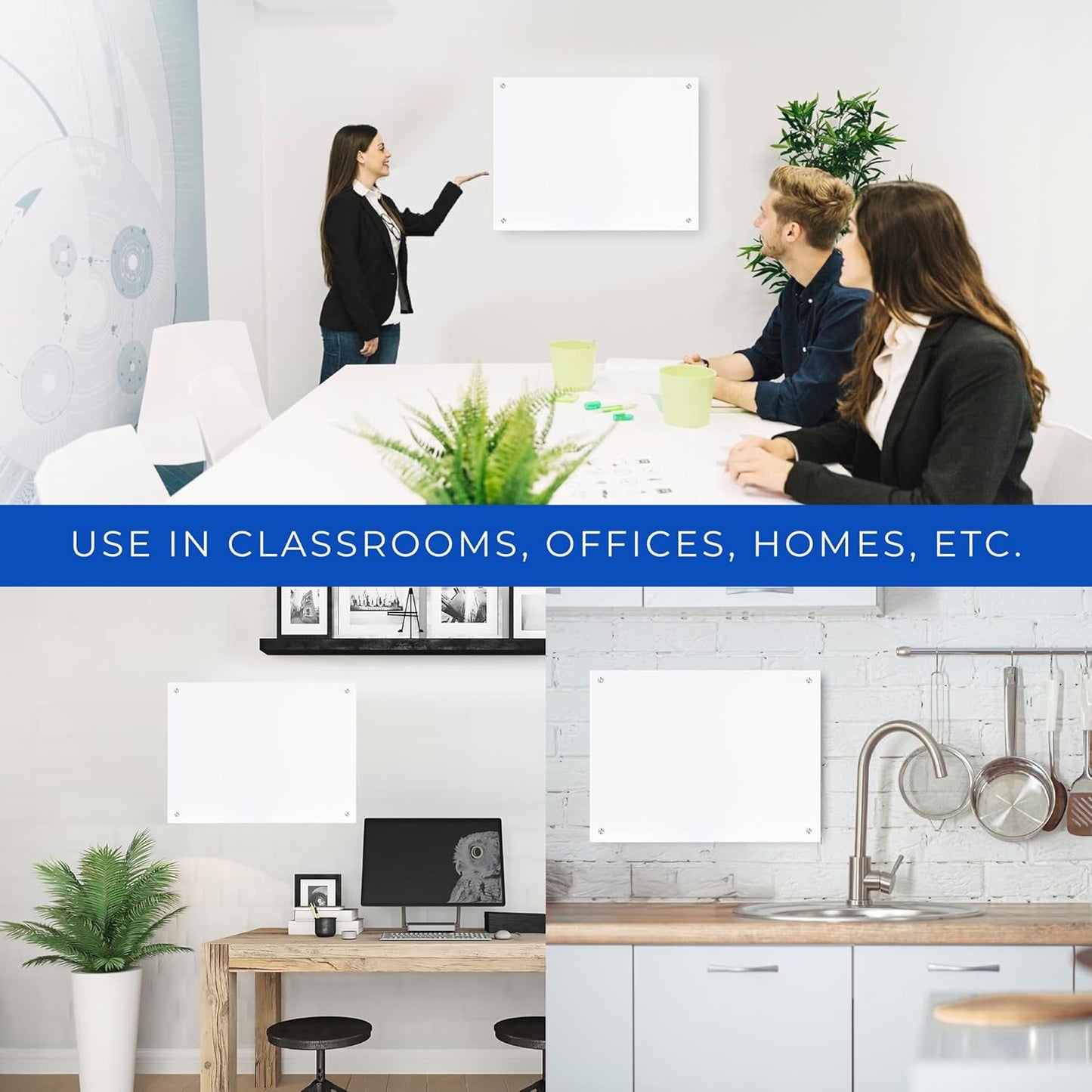 15x20 Dry Erase Board for Wall - with .25 White Acrylic and Chrome Stand Off Finish - Perfect Whiteboard for Office, Home, Classroom - Durable and Stylish .25 White Acrylic Dry Erase Board