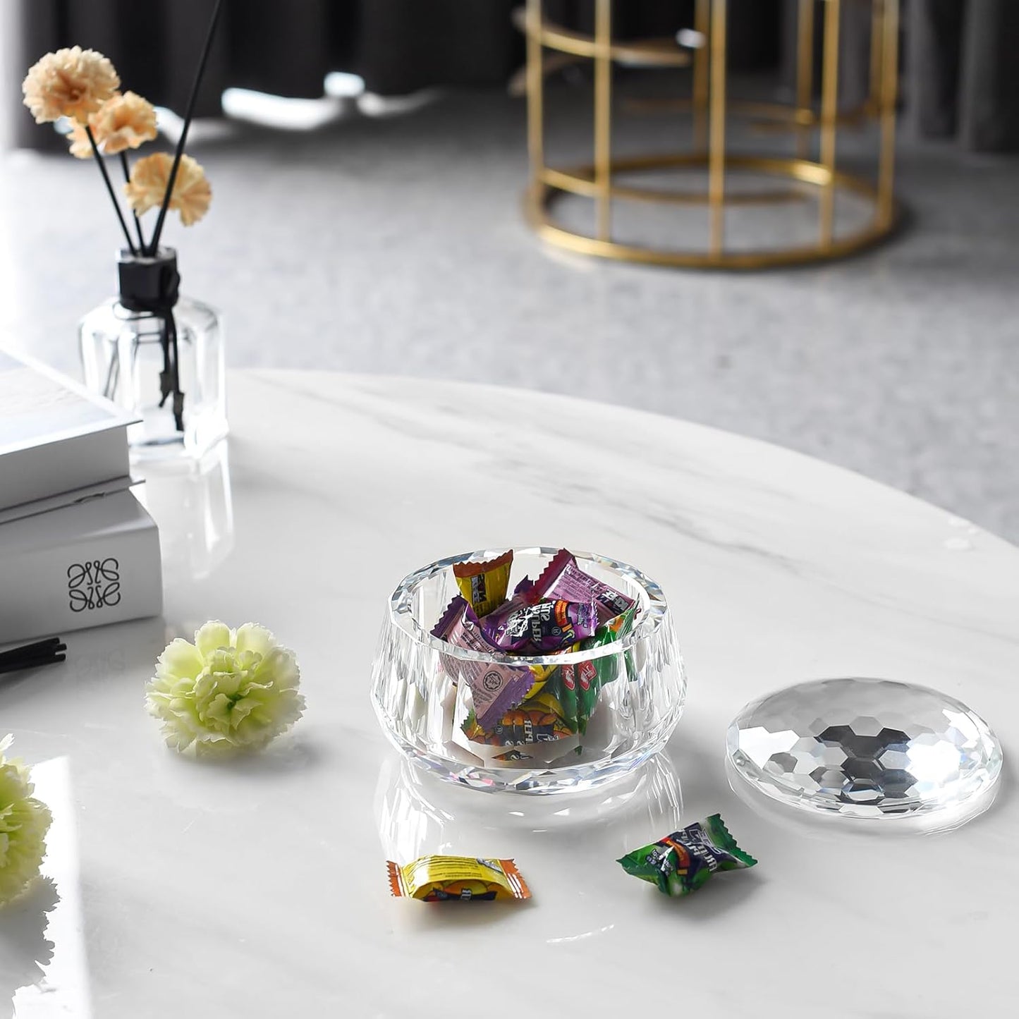 Makeup Candy Jar with Lids, Decorative Crystal Candy Dish, Multi-Purpose Clear Storage Container for Cosmetics, Jewelry, Snacks - Wedding Favor & Home Decor