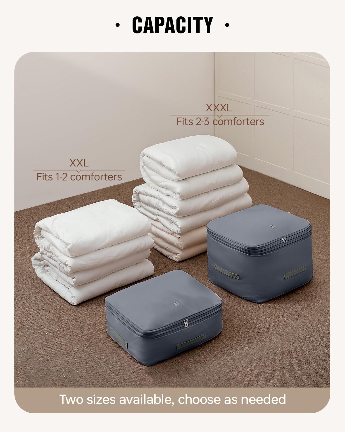 Eachy 3-Pack Comforter Storage Bag Blanket Storage Bags, 68L Compression Bags for Blanket Comforter, Ultra Space Saving Self Compression Organizer