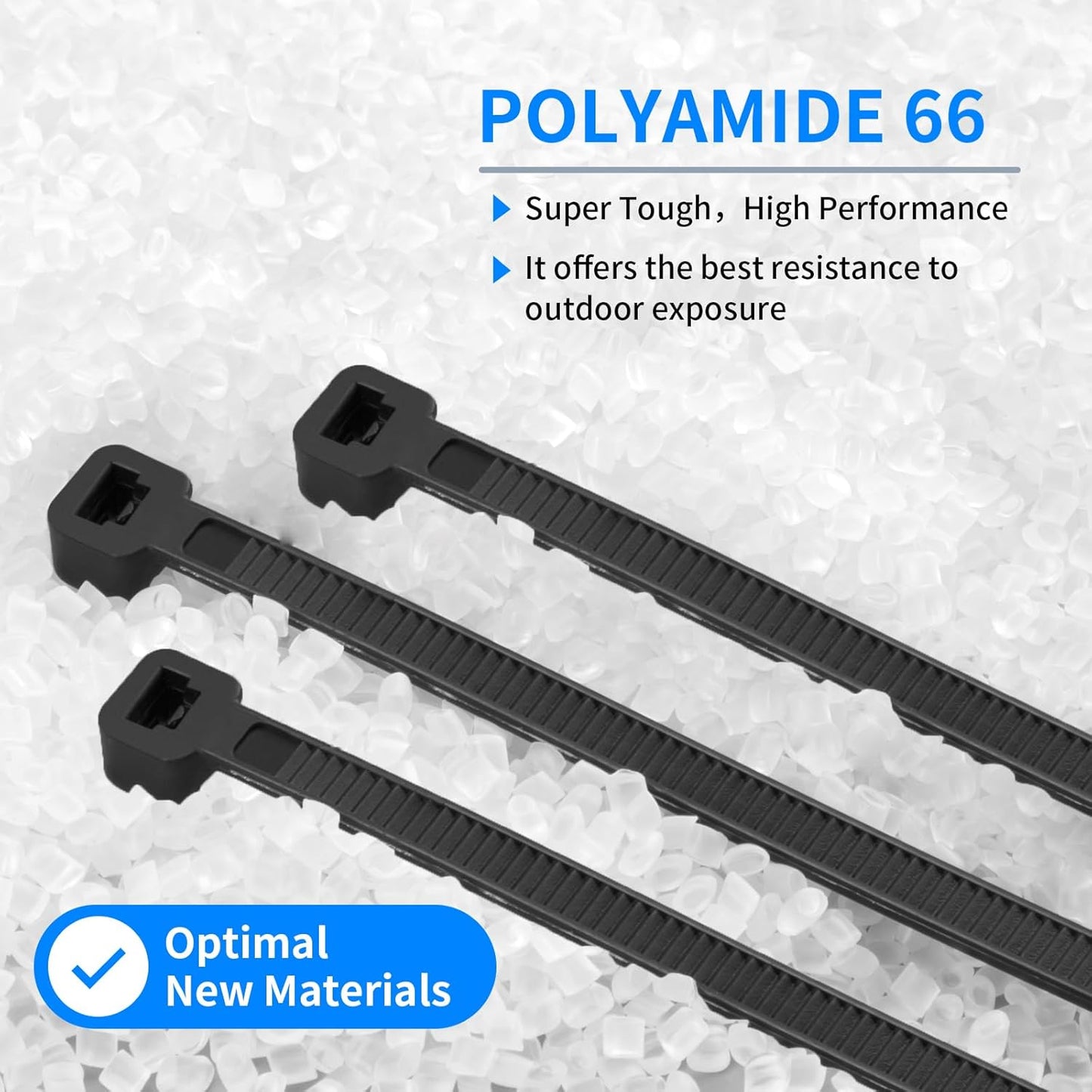 100PCS 18 inch Black Zip Ties 120LBS Tensile Strength Self-Locking heavy duty UV Resistant Cable Tie Wraps for indoor and outdoor use(Black)