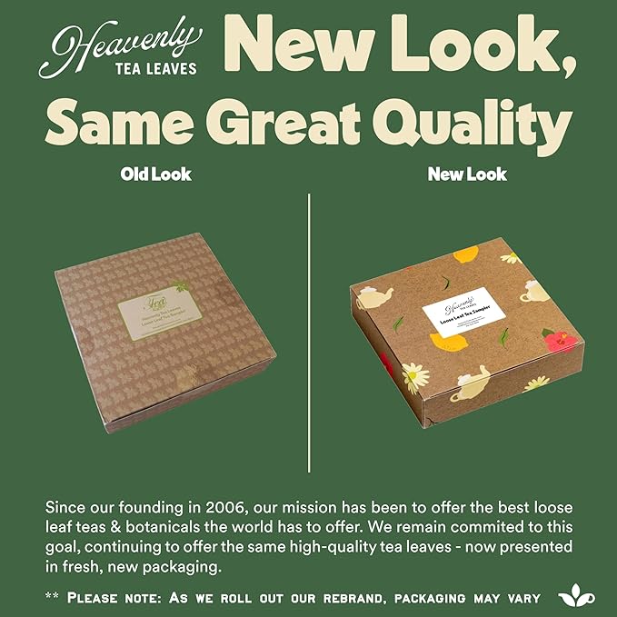 Heavenly Tea Leaves Organic 9 Flavor Variety Pack | Loose Leaf Tea Sampler (Approximately 90 Cups) | Premium Gift Set Assortment of Green, Herbal, Black & White Teas | Hot or Iced, High to No Caffeine