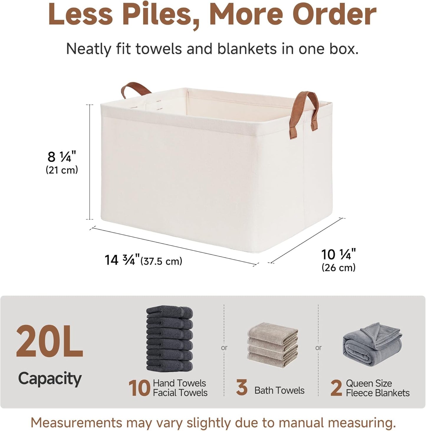 StorageWorks Closet Storage Bins, Storage Baskets for Shelves, Closet Organizers and Storage Bins with Metal Frame, Handles, Natural Color, 2-Pack