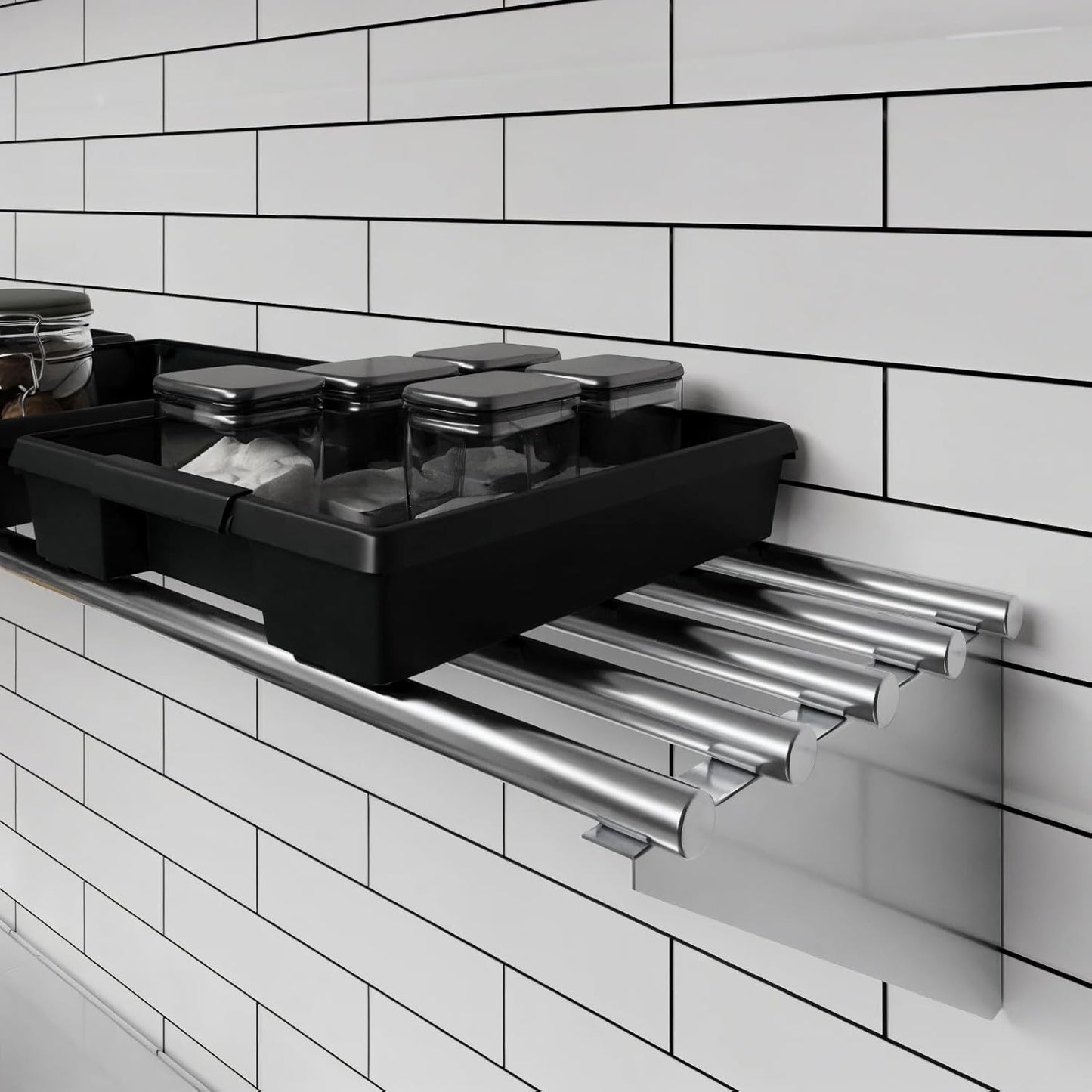 AmGood 14 in. x 60 in. NSF Stainless Steel Tubular Wall Shelf | Heavy-Duty Metal Shelving for Appliances & Equipment | Ideal for Kitchen, Restaurant, Garage, Laundry, Utility Room