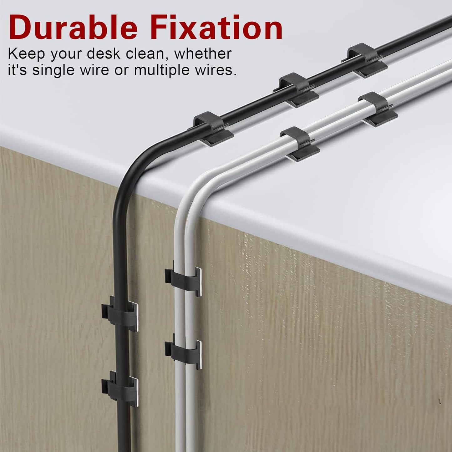 XHF 5/8” Adhesive Cable Wire Clips Black 60pcs, Cable Staples Outdoor Cable Management Wire Organizer Cord Holder for Under Desk, Car, Wall, TV PC Ethernet Cable