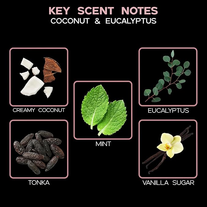 LOVSPA Reed Diffuser Set, Coconut & Eucalyptus Scented Oil Diffuser with Sticks, Home Fragrance Accessories for Bathroom Shelf Decor, Aroma Diffusers for Home or Office Desk, USA Made