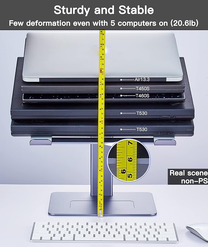 Adjustable Laptop Stand, Tall, Strong, Airflow, Suitable for 13.3-17.3 Inch Laptops, Lift Screen to Eye Level for Video Conferences