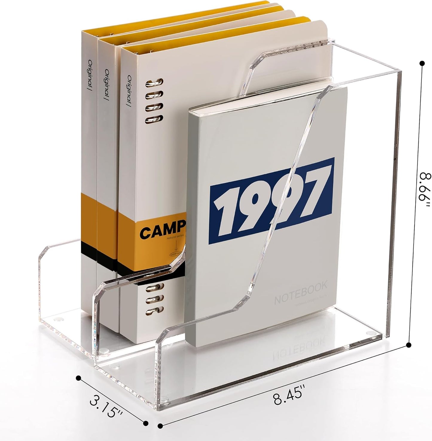 SANRUI Acrylic File Organizer, Clear Desk Organizer and Storage Bins Holding for Folders, Binders, Notebooks, Envelopes, Multi-purpose Magazine File Organizer for Home Office, 2 Pack