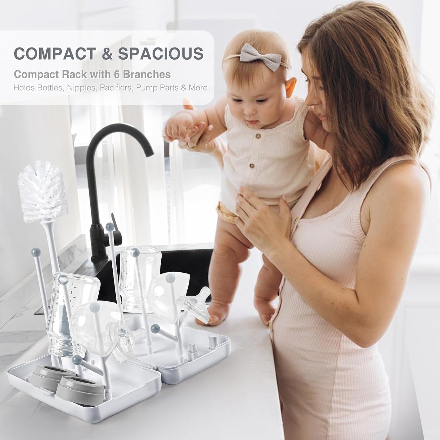 Termichy Travel Baby Bottle Drying Rack, Compact Size with Large Capacity for Working Mom, Visit Families, Friends or Camping with Baby Gary