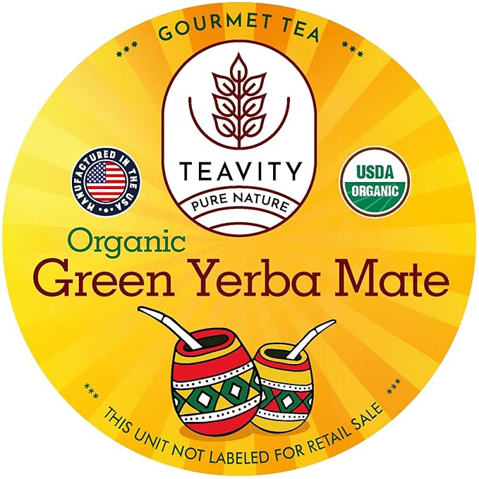 Organic Yerba Mate Tea Pods for Keurig - Green, Unsmoked Yerba Mate by Teavity (36 Tea Pods)