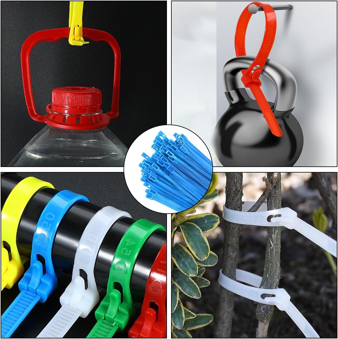 100 PCS 8 Inch Reusable Zip Ties Blue – Adjustable Cable Tie, 36 LBS Strength for Home, Car, Office & Wire Management (Self-Locking, Indoor/Outdoor Use)