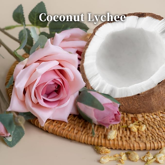 KRD Coconut Lychee Reed Diffuser Set, 3.38 fl oz (100ml) Premium Scented Oil Diffuser with 8 Natural Rattan Sticks, Long-Lasting Fragrance for Home Office Bathroom Decor