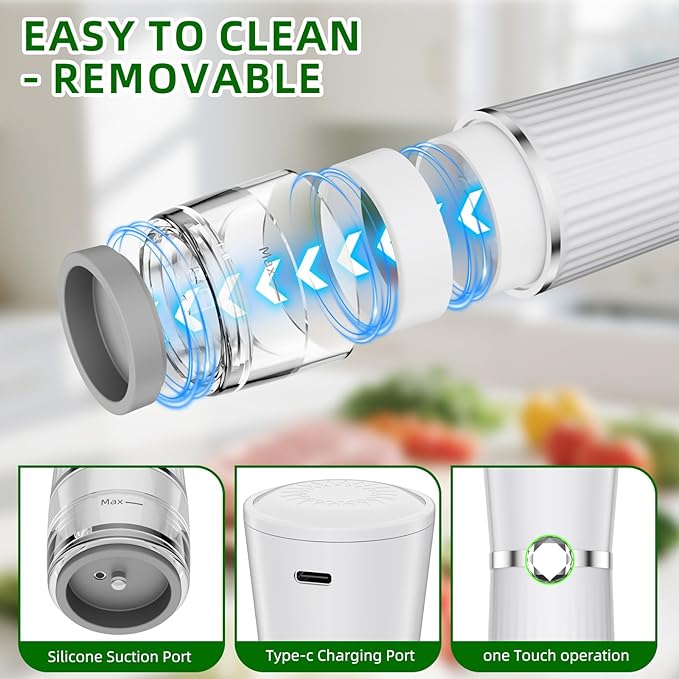 Vacuum Sealer for Food, Handheld Saver Compact Vacuum Sealer Machine with 30 Reusable Bags for 10X Preservation & Fresh