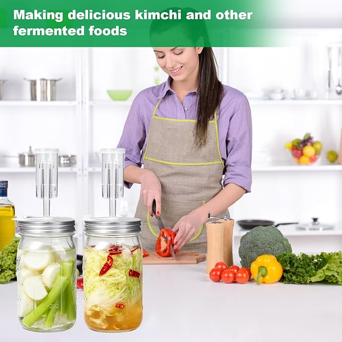 2 Pack Fermentation Jar Kit,32 oz Mason Jar Fermentation Kit with Fermenting Weights and Airlocks,Wide Mouth Mason Jar for Pickling, Canning and Sauce