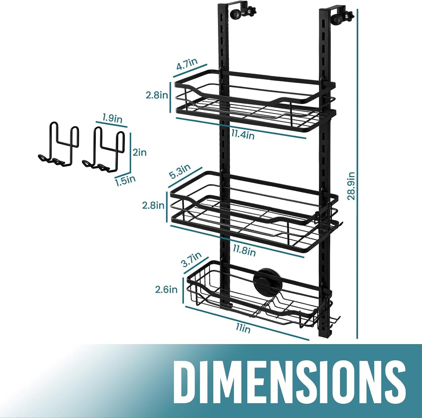 TAILI Hanging Shower Caddy Over The Door Adjustable Hanging Organizer Rack with Hooks, Sturdy Rust Proof Shower Organizer Shelf Basket Storage Rack, No Drilling