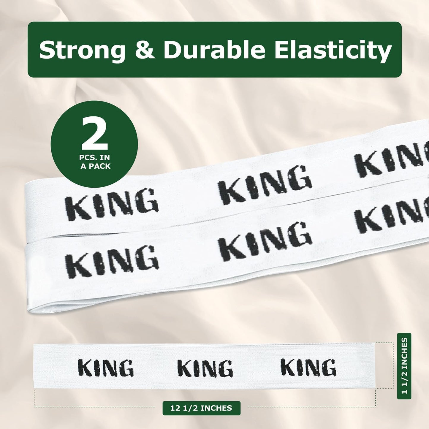 ECOHomes Bed Sheet Organizer and Storage Size Label Bands | Bed Sheets Set Organizers for Linen Closet Organization - Elastic Bedding Band Labels for Organizing Bedsheet (King 2 PCs Pack | White)