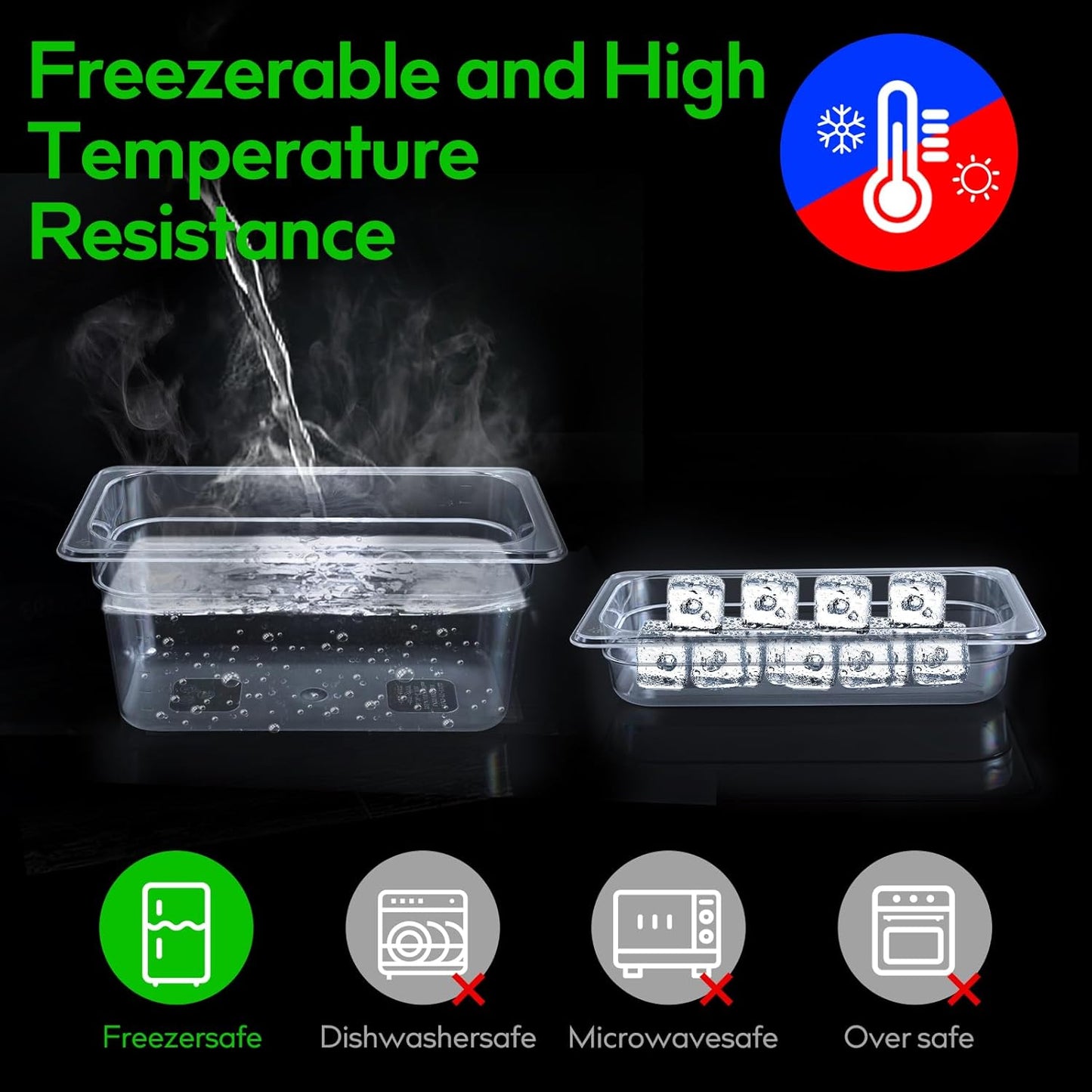 6 Pack 1/3 Size 6'' Deep Clear Food Pans with Lids, Commercial Food Pans Polycarbonate Transparent Food Storage Containers, Stackable Plastic Pan with Capacity Scale, Restaurant Supplies Hotel Pan