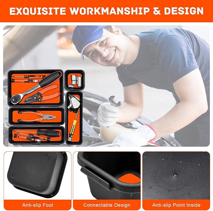 Tool Box Organizer, Tool Drawer Organizer Tray Divider, Toolbox Organization, Garage Tool Organizers and Storage, Tool Box Accessories for Rolling Tool Chest Cabinet (Orange (47PCS))
