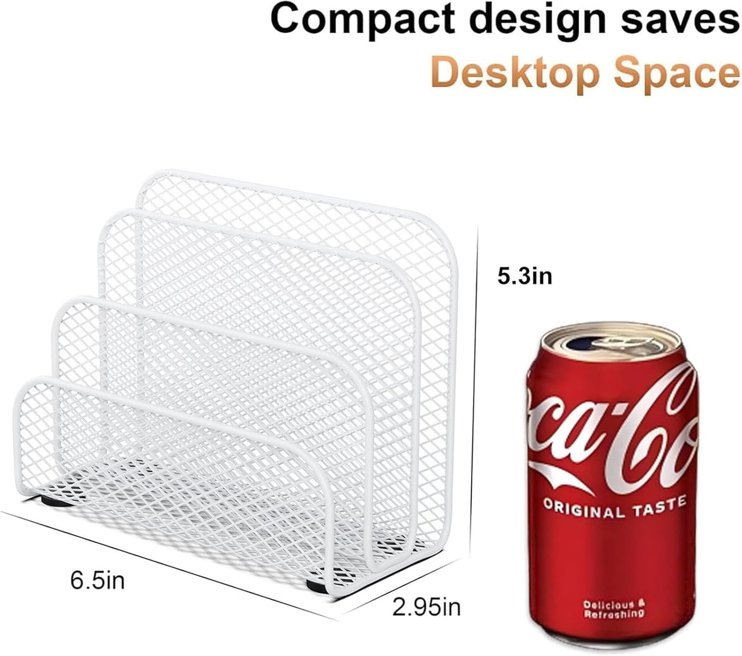 gianotter Mail Organizer Countertop, Metal File Holder with 3-Slot, Bill Organizer for Office Receipts and Letter Paper Storage (White)