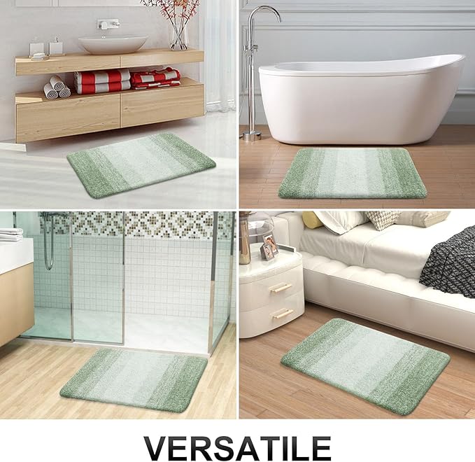 OLANLY Bathroom Rugs Mat 24x16, Extra Soft Absorbent Microfiber Bath Rugs, Rubber Backing, Quick Dry, Machine Washable Bath Mats for Bathroom Floor, Tub and Shower, Home Decor Accessories, Sage Green