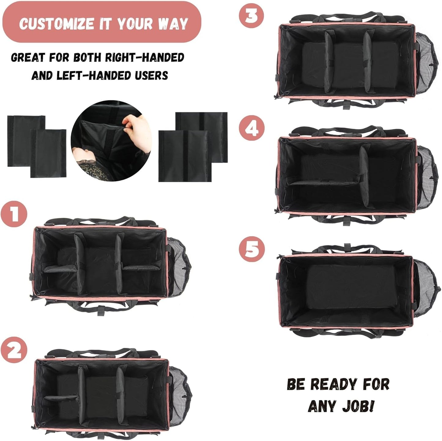 Wearable Cleaning Caddy – Portable Detailing Organizer with Spill-Proof Liner, Straps & Handles – Large Tote for Cleaning Pros, Auto Detailers, and Housekeepers – Red/Gray