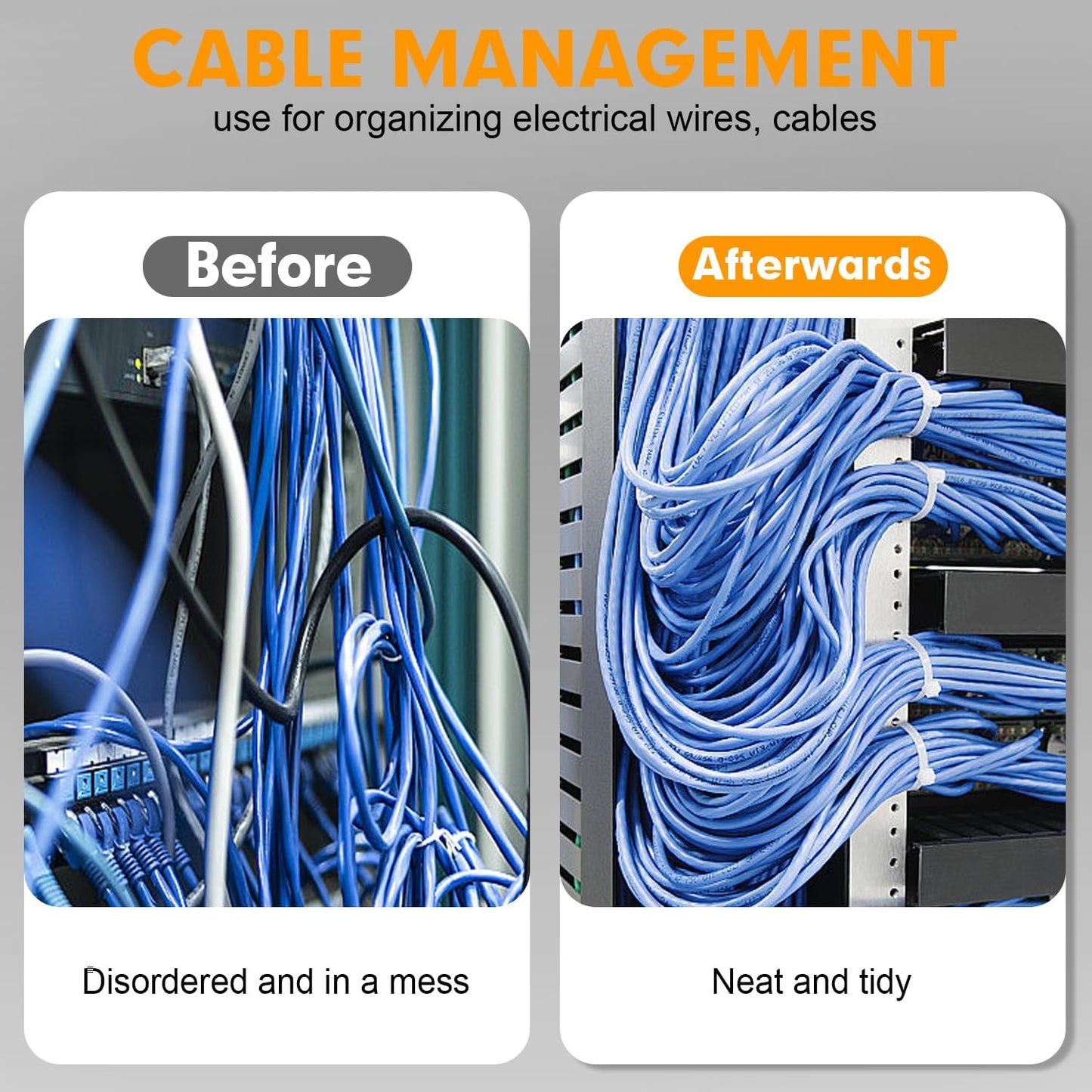 Zip Ties, RAZCC 1200pcs Cable Zip Ties 12 Inch, Heavy Duty White Plastic Wire Ties with 50lb Tensile Strength, Self-Locking Nylon Cable Ties, Wire Management for Indoor and Outdoor