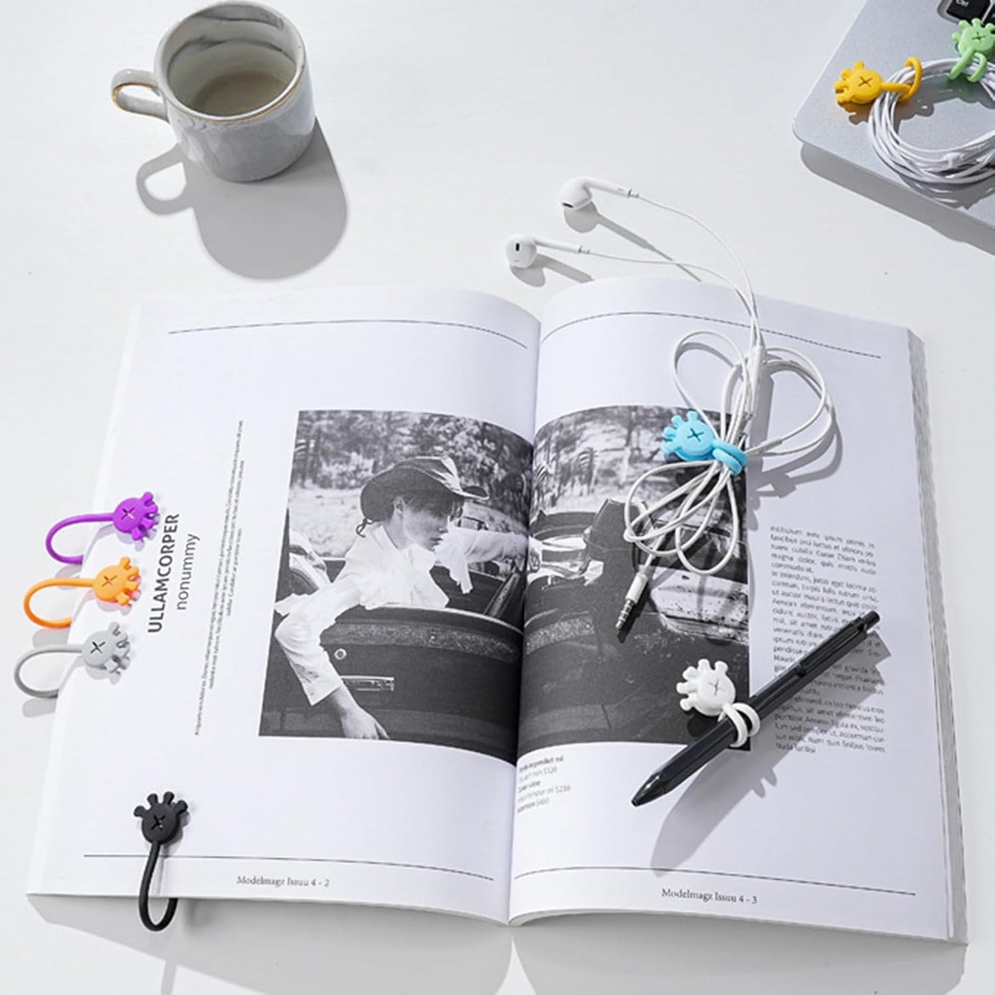 10Pcs Cable Ties Clips Cord Organiser Clip Reusable Silicone Organisers Bookmarks Fridge Magnet