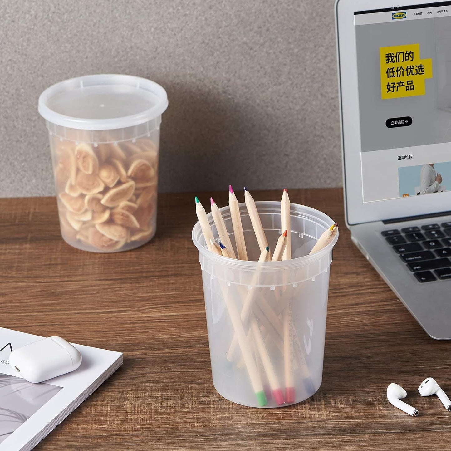 32oz Plastic Deli Containers, 240 Sets - Leakproof, Stackable, BPA Free, Microwavable, Freezer Safe