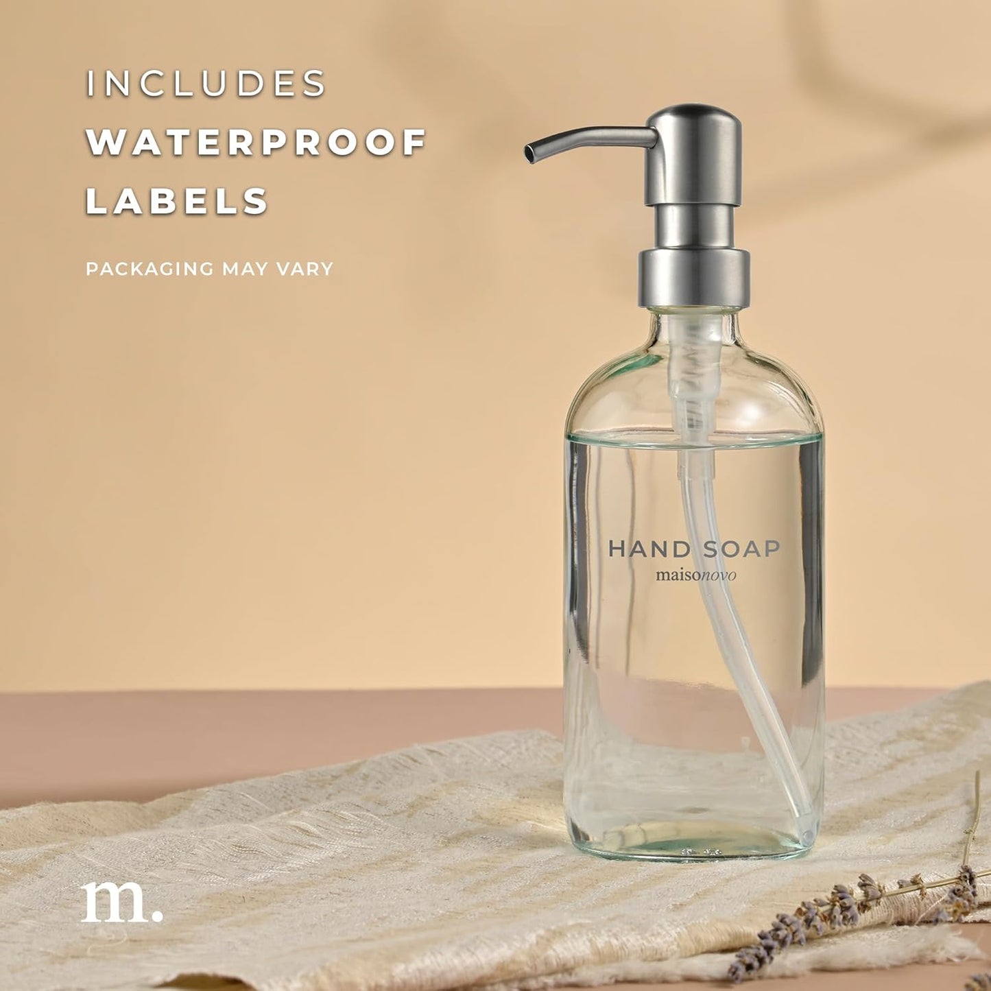 MaisoNovo Soap Dispenser 1-Piece Set | 16.9oz Clear Bottles with Silver Stainless Steel Pump