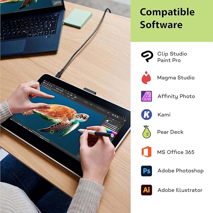Wacom One 12 Drawing Tablet with Screen, 11.6" HD Full-Laminated Digital Art Tablet with Creative Software and Training, Graphics Drawing Pad for Mac, Windows PC, Chromebook