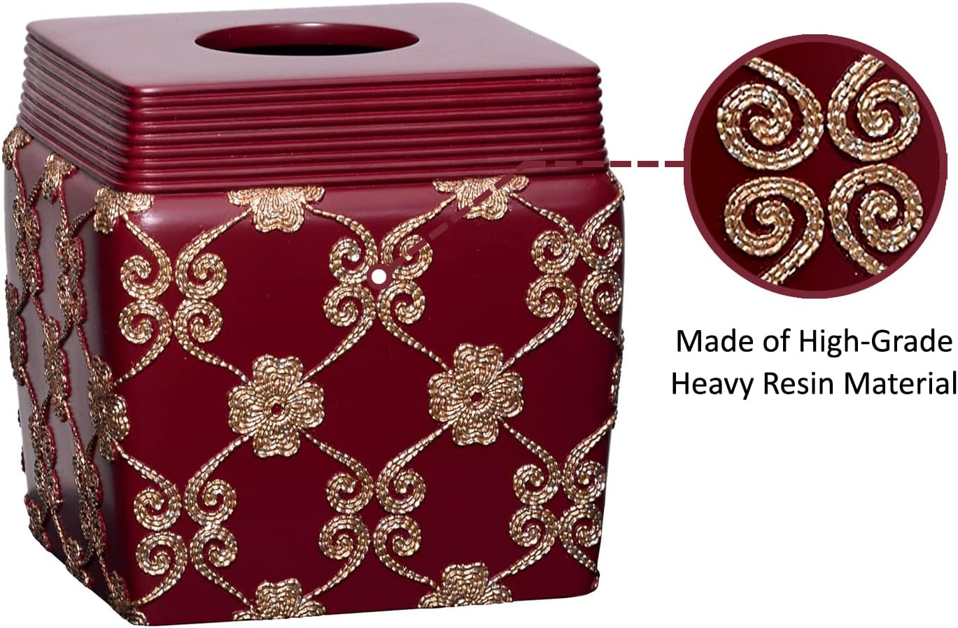 Zahari Home 2pc Elegant Rose Luxury Bathroom Accessories Set Modern Shower Basket & Tissue Box Classic Luxury Contemporary Decor Beautiful Unique Design Stylish Bathroom Accessories Set