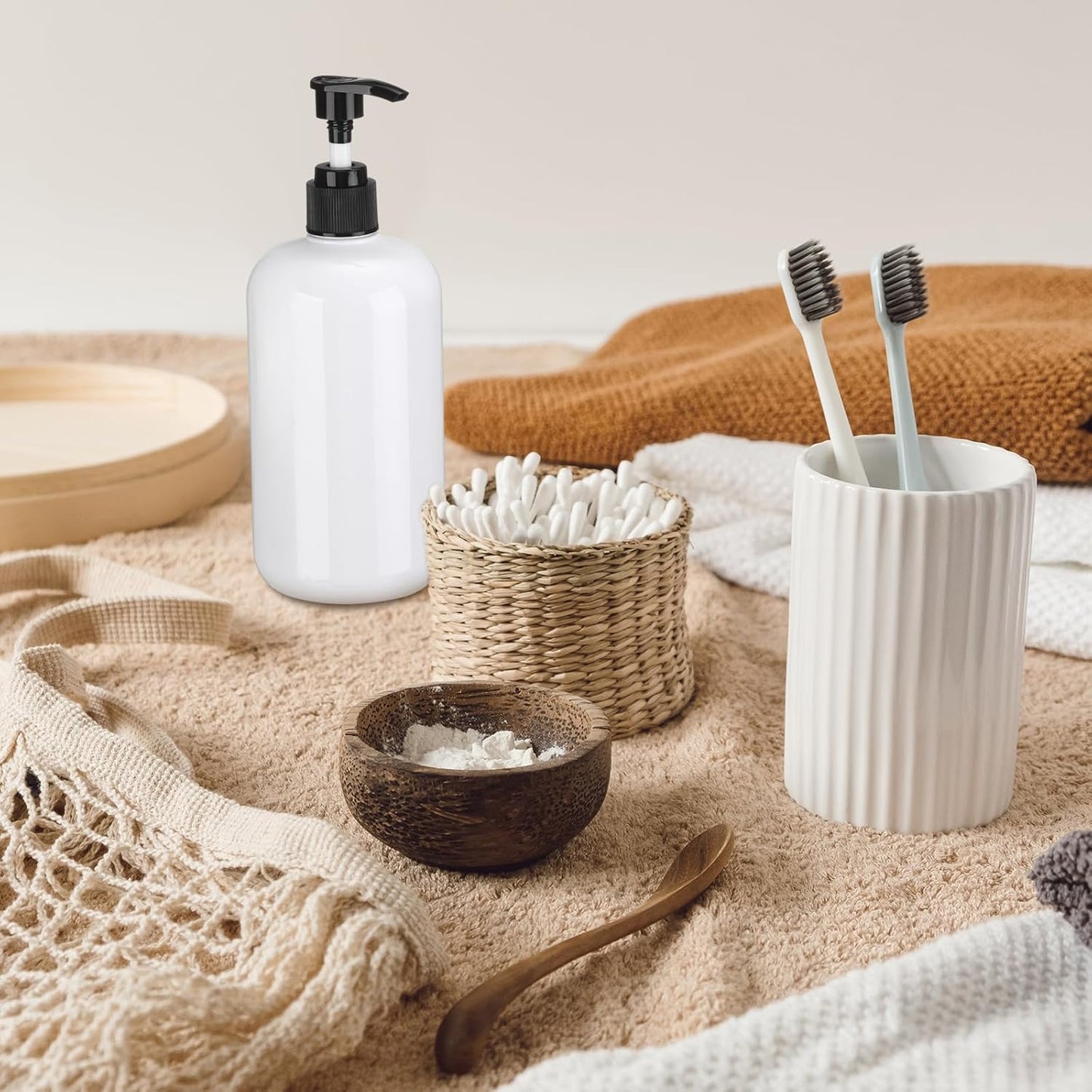 8 Pcs Plastic Pump Bottles Empty Lotion Bottle with Pump Refillable Dish Soap Dispenser Portable Hand Soap Dispenser Shampoo Lotion Container for Oil Liquid Soap(White,16 oz)