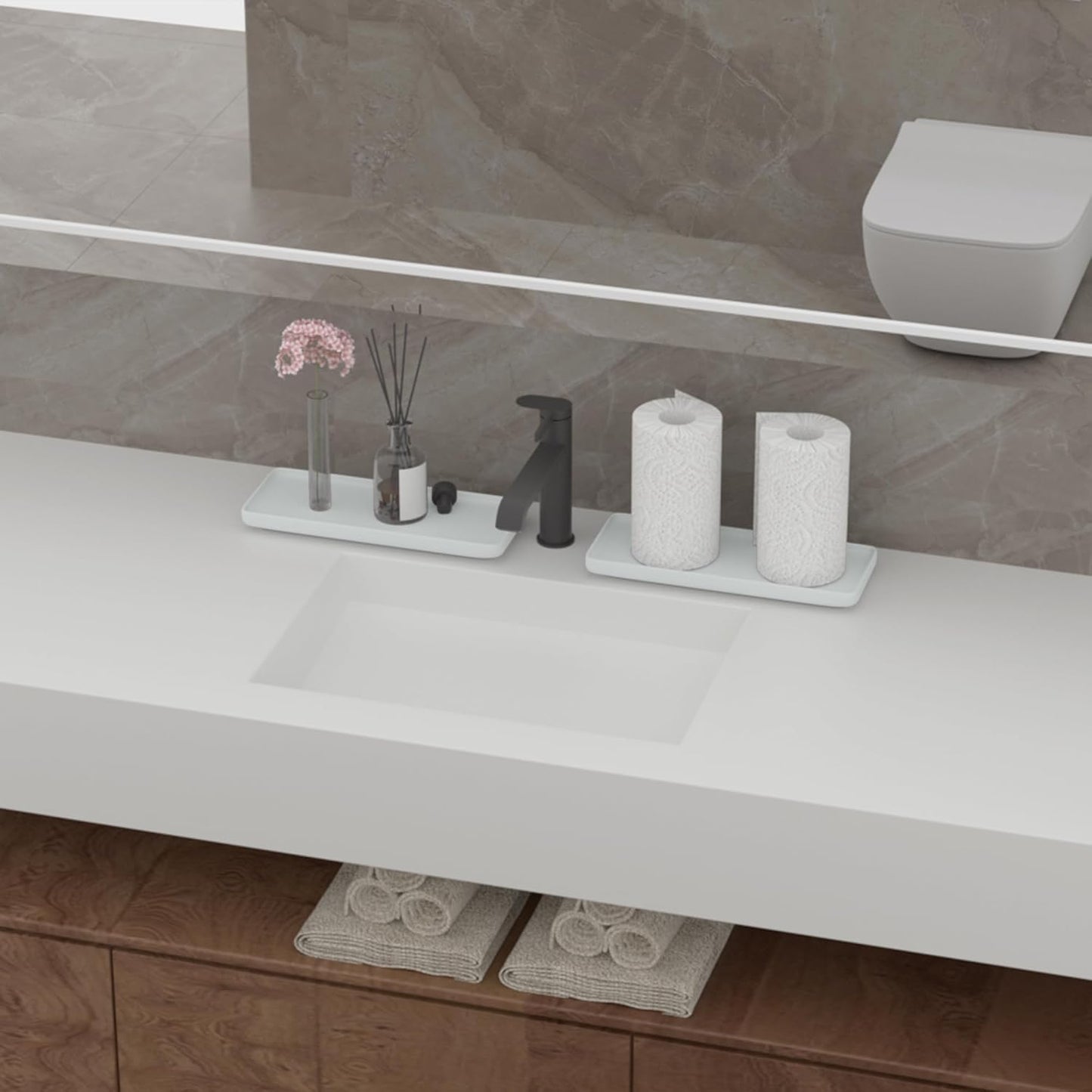 Premium Ceramic Bathroom Tray ā Sleek Non-Slip Organizer for Shower, Countertop, Vanity | 9.25x3.66inch | Easy-Clean, Corrosion-Resistant