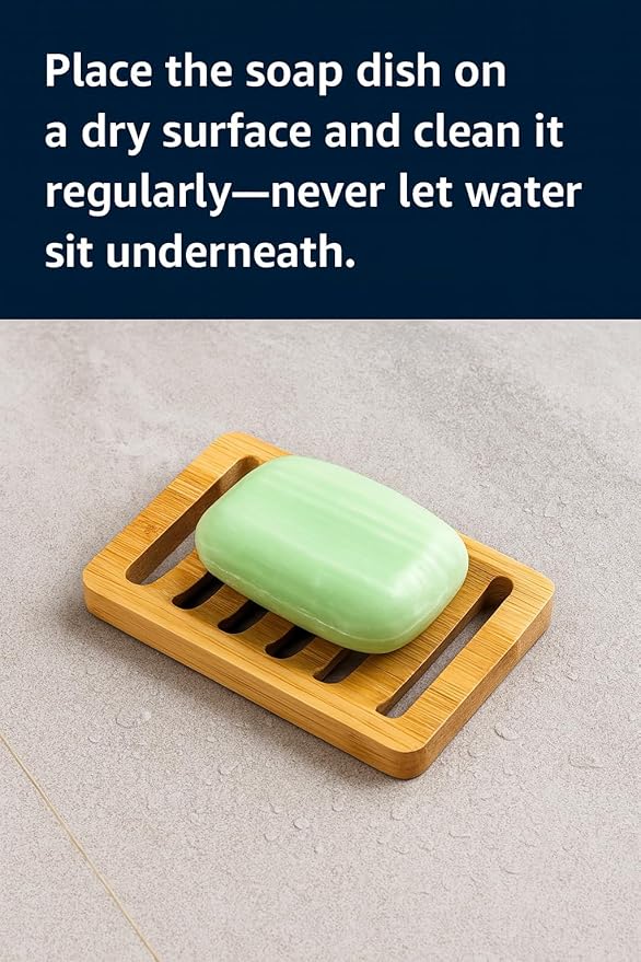 Bamboo Soap Dish with Drainage Slots – Eco-Friendly Wooden Soap Holder for Bathroom, Kitchen & Shower bullet